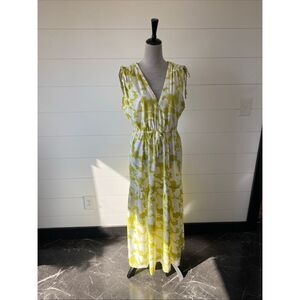 Calvin Klein Long Green And White Flowers Dress Size 10